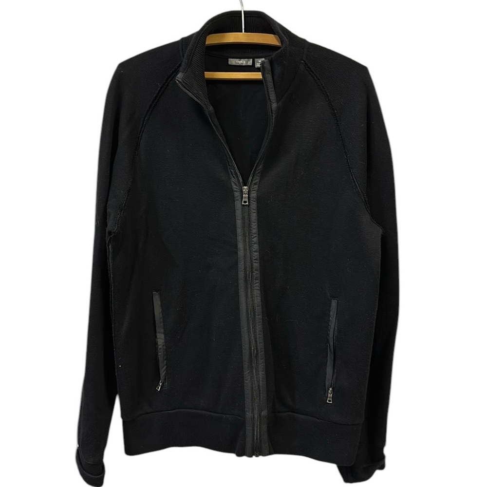 Apt 9 Black Cotton Zip Up Knit Cardigan Sweater Jacket Zipper Pockets Medium
